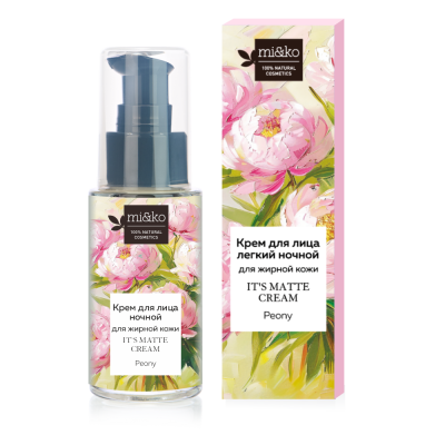 Легкий ночной крем для лица, для жирной и проблемной It`s matte cream Peony, 30 мл