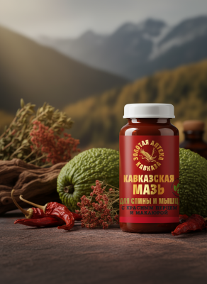 Кавказская мазь Для спины и мышц с красным перцем и маклюрой, 30 г
