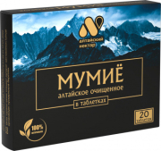 Мумие алтайское очищенное в таблетках, укрепляет иммунитет, улучшает пищеварение, улучшает состояния кожи, волос и ногтей, 4 г (20 шт. по 0,2 г)