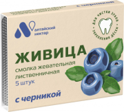 Смолка жевательная лиственничная с черникой для чистки зубов и укрепления десен, 5 шт.