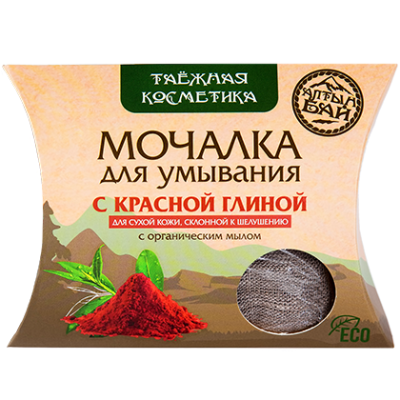 Мочалка для умывания С красной глиной для сухой кожи, склонной к шелушению, 60 г