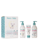 Подарочный набор Happy Baby с первых дней жизни (Шампунь без слез с первых дней жизни, 300 г; Гель-пенка для купания с первых дней жизни, 300 г; Крем универсальный с первых дней жизни, 75 г)