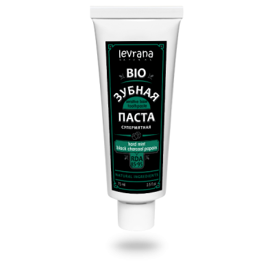 Зубная паста био супермятная «Hard mint & black charcoal & papain» с углем и папаином, 75 мл